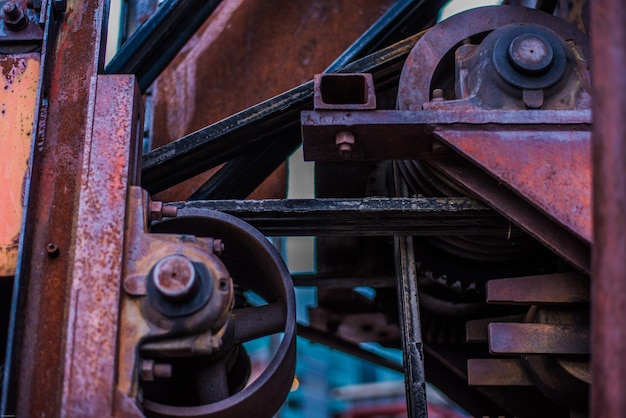 Photo close up of metal machine