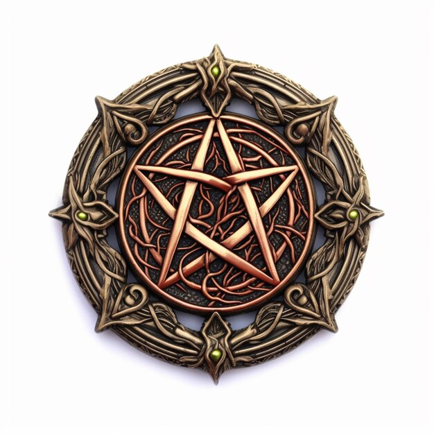 a close up of a metal pentagram with a star in the middle generative ai