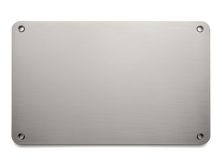 Photo a close up of a metal plate with rivets on a white background generative ai
