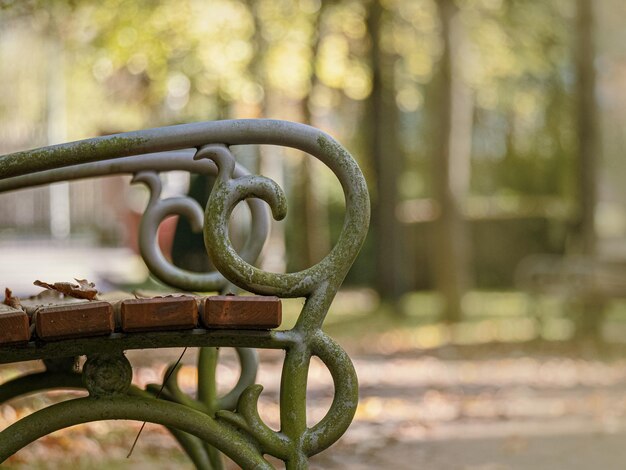 Photo close-up of metal railing in park