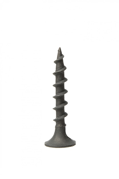 Close up on metal screw isolated