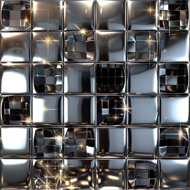 Photo a close up of a metal surface with many shiny cubes generative ai