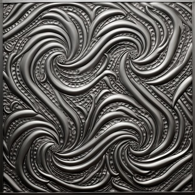 Photo a close up of a metal surface with a spiral design generative ai