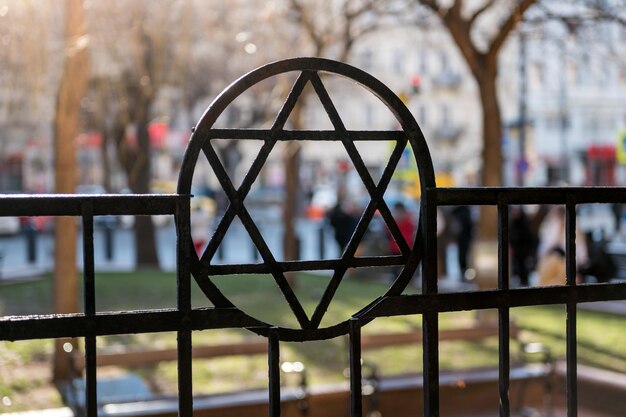 Close-up of metallic structure in park