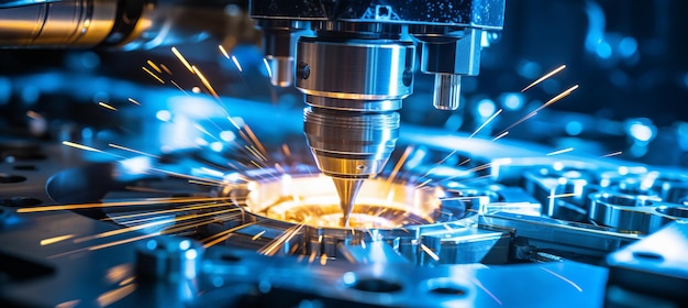 高技術の機械加工コンセプトにおける金属加工レーザーcncフレーシングマシンのクローズアップ