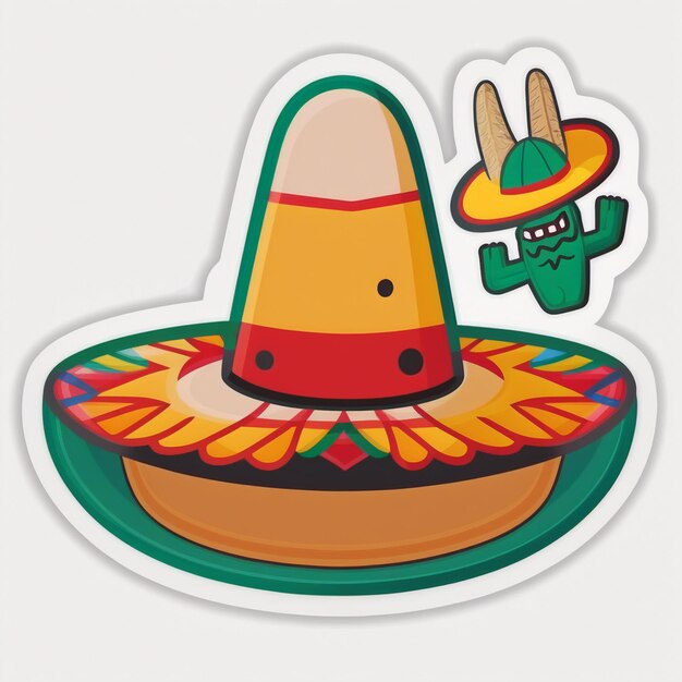 a close up of a mexican hat with a cactus on it generative ai