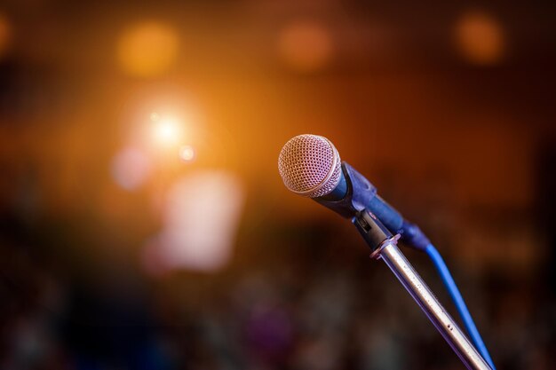 Close-up of microphone against defocused background