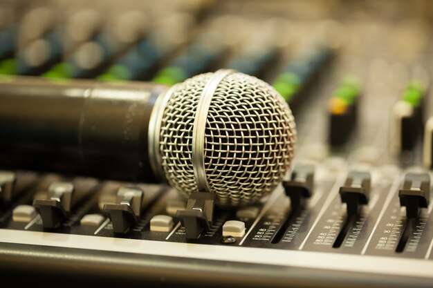 Close up microphone isolated