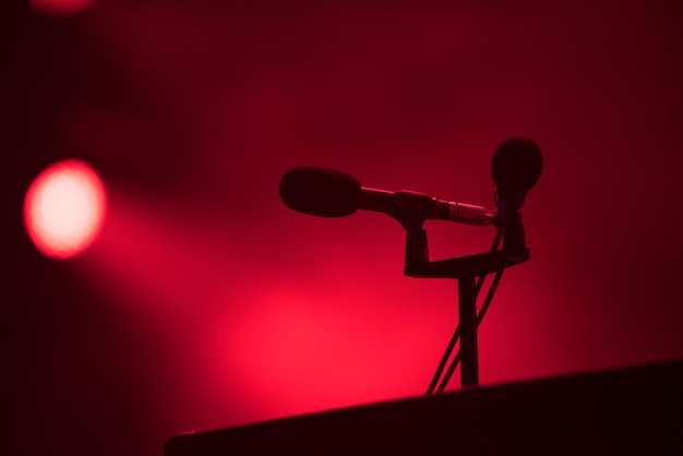 Photo close-up of microphone on stage