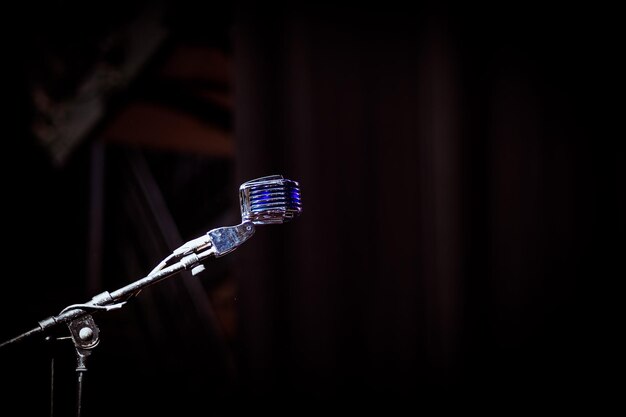 Photo close-up of microphone on stage
