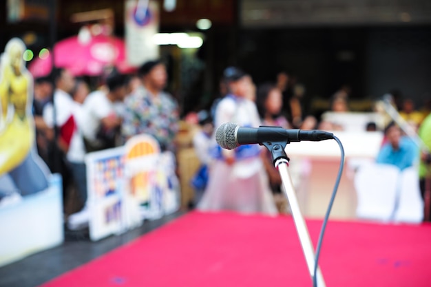 Close-up of microphone on stage