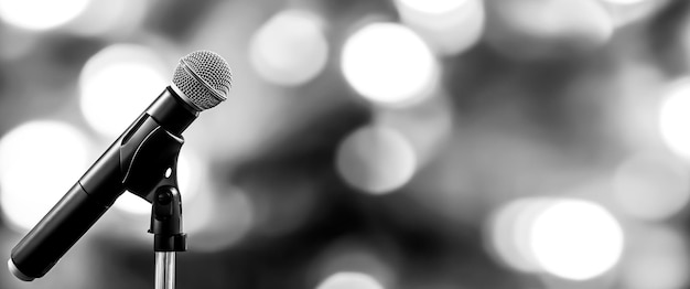 Close up microphone on stand for press conference backgrounds