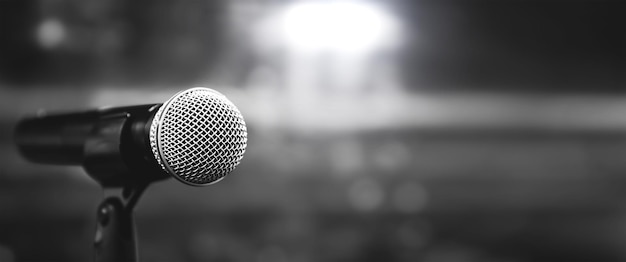 Close up microphone on stand for press conference backgrounds