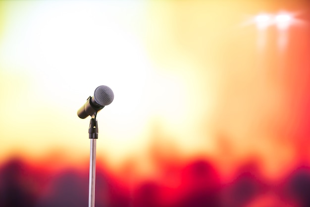 Close-up the microphone on stand.