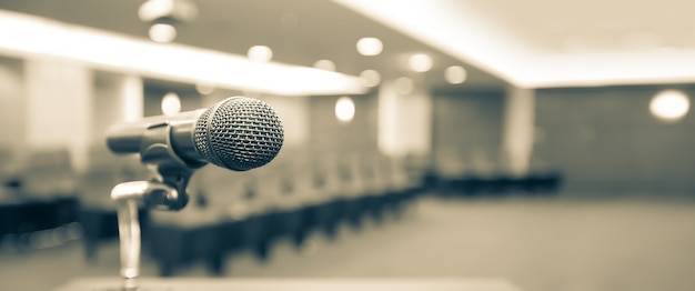 Close-up the microphone on stand.