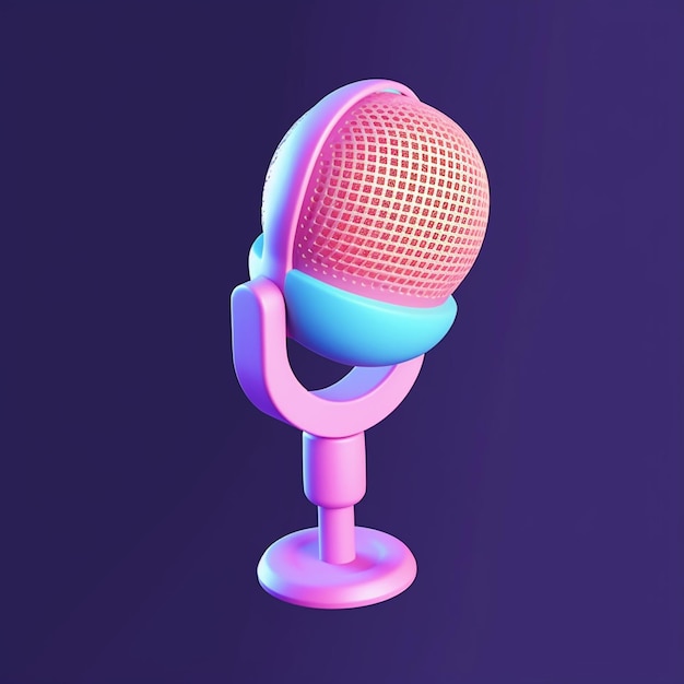 a close up of a microphone with a pink and blue cover generative ai