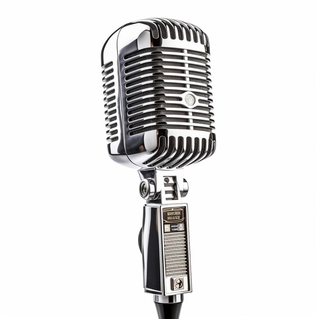 Photo a close up of a microphone with a white background generative ai