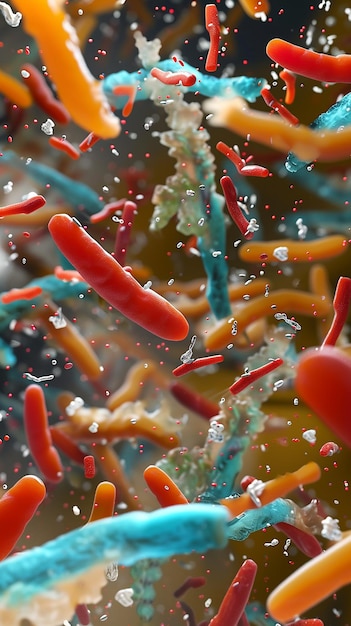 Foto illustrazione da vicino di batteri microscopici