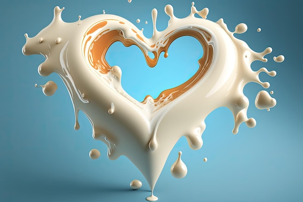 Close up of milk heart splashes