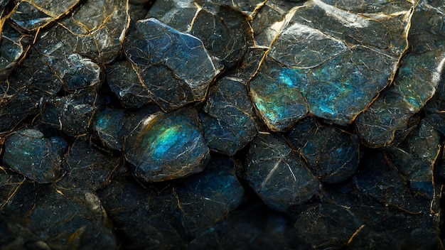 Foto primo piano di pietra minerale labradorite iridescente