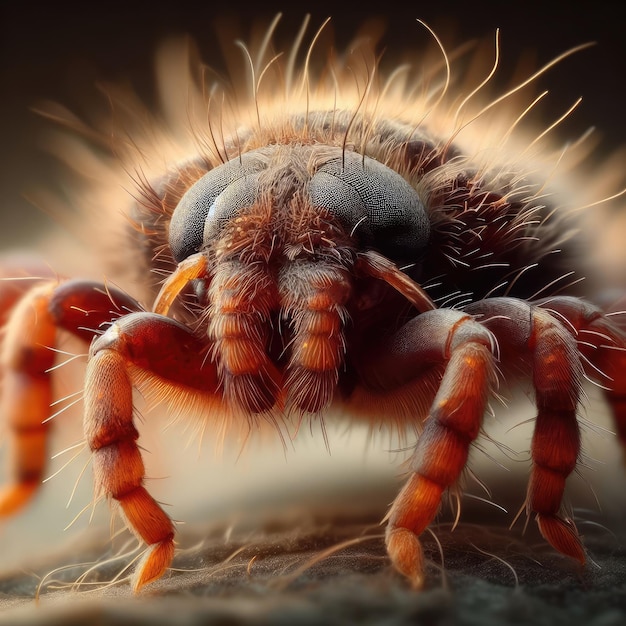 close up of a mite on ground macro insect background