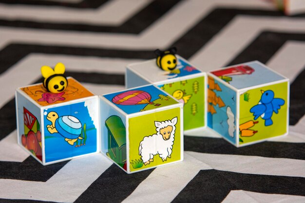 Photo close-up mixed cube toys