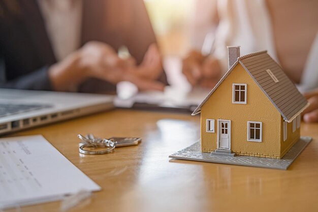 Photo close-up of model house on table