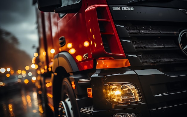 Foto primo piano del moderno camion da corsa