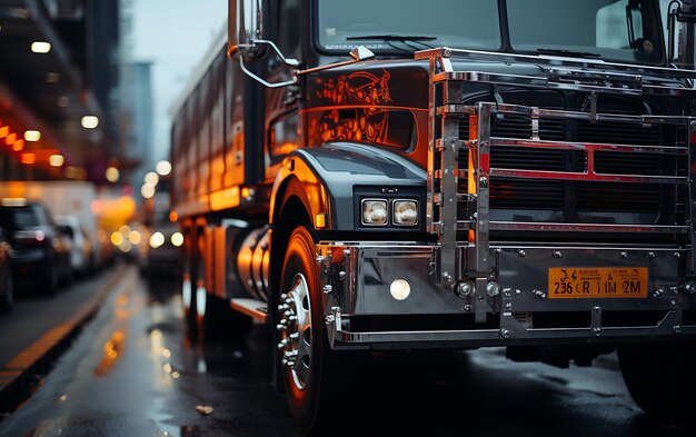 Close up of modern racing truck