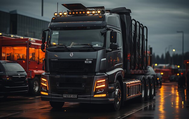 Foto primo piano del moderno camion da corsa