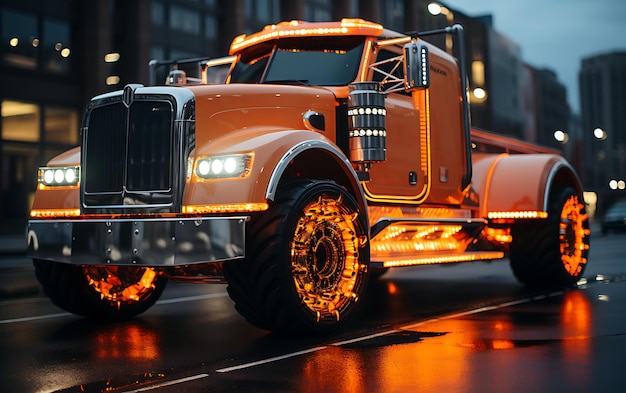 Photo close up of modern racing truck