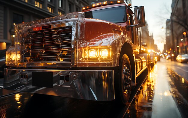 Photo close up of modern racing truck