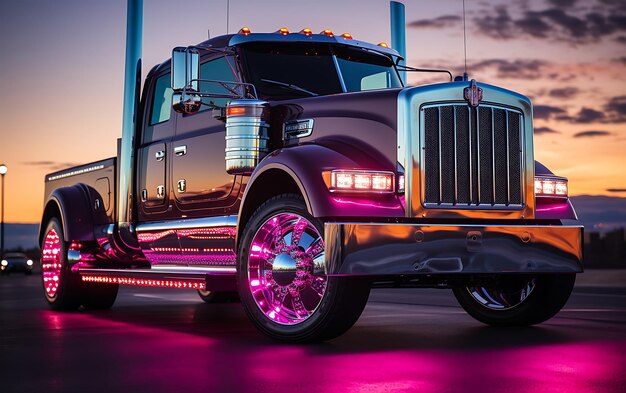 Photo close up of modern racing truck