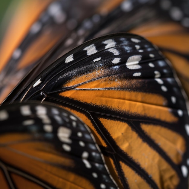 Foto un primo piano di un'ala di farfalla monarca