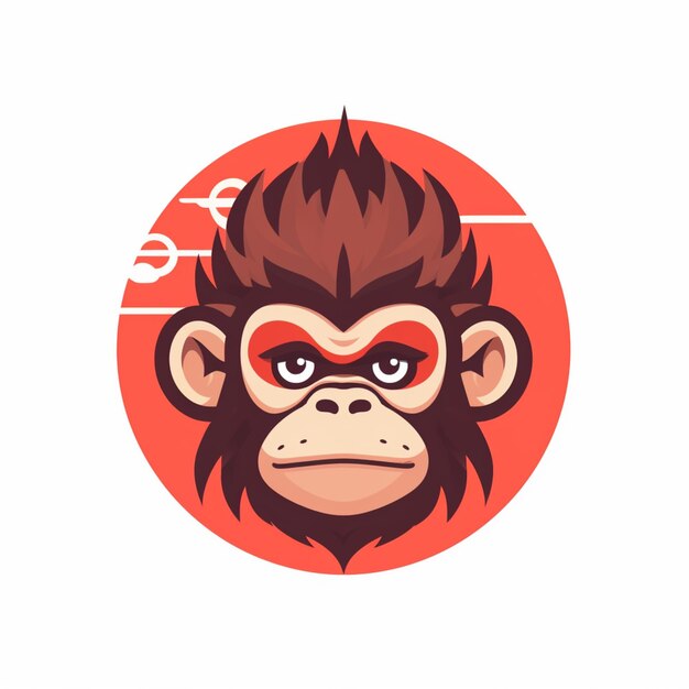 Photo a close up of a monkey face with a red background generative ai