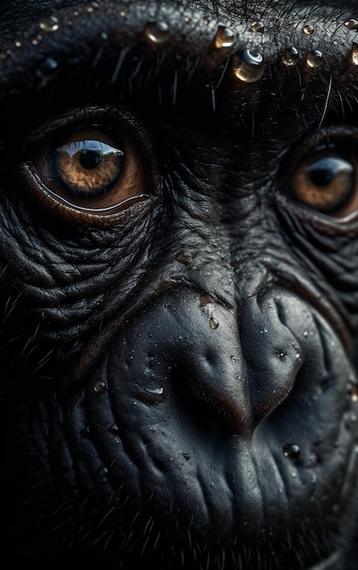 A close up of a monkey's eyes