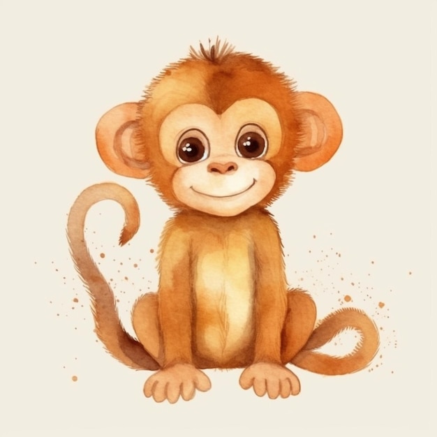 A close up of a monkey sitting on a white surface generative ai