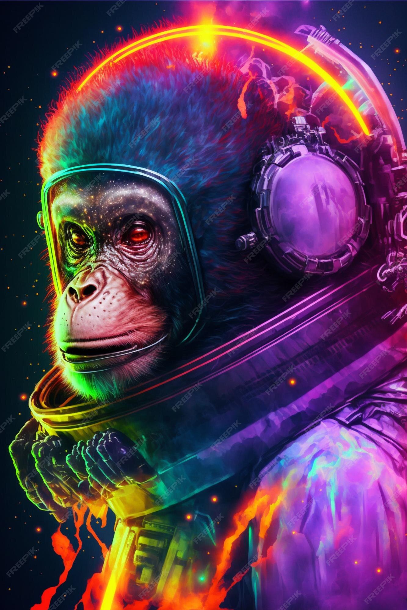 Premium AI Image | A close up of monkey in space suit with helmet on