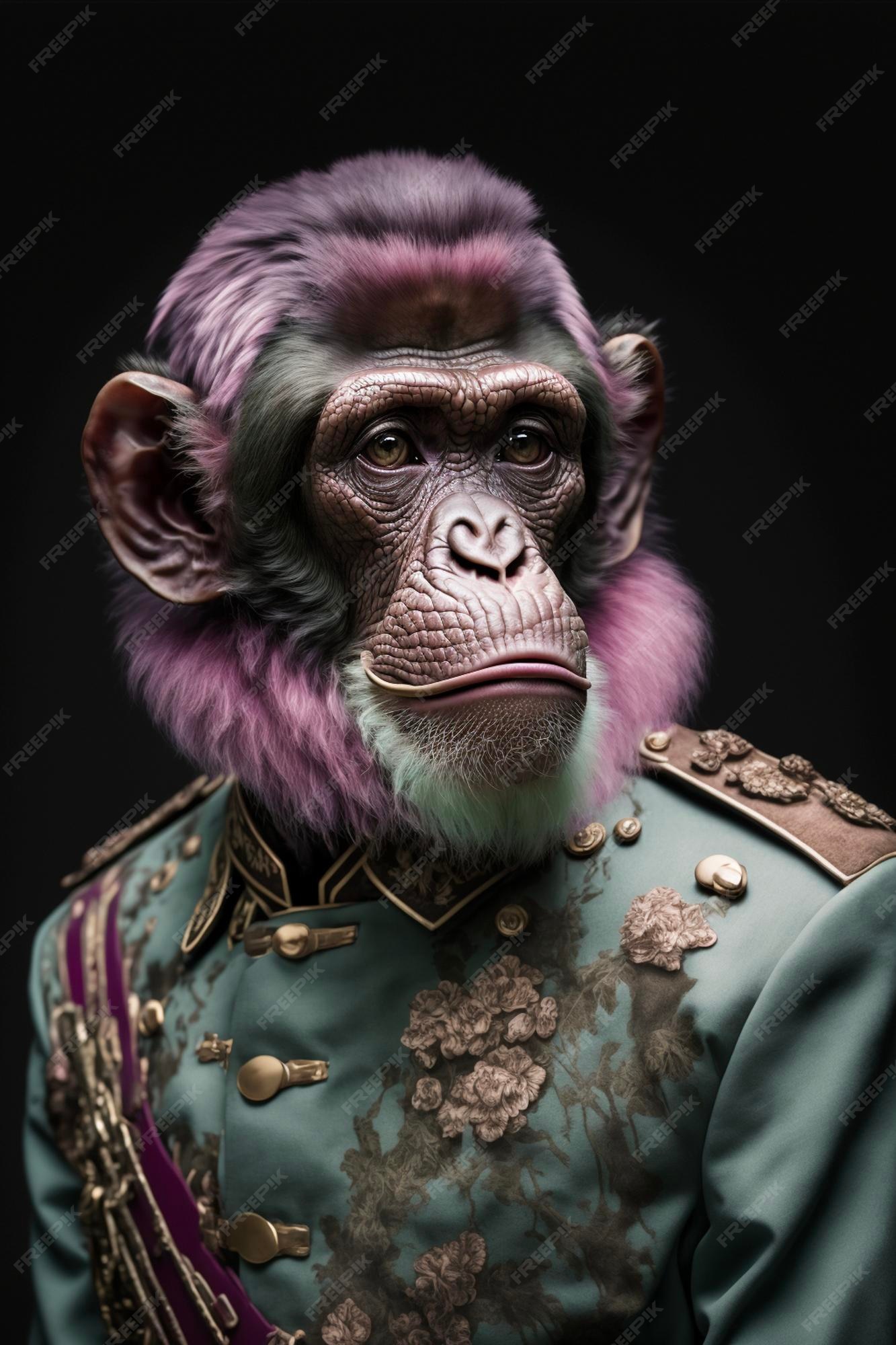 Premium Vector  Funny monkey using formal uniform illustration