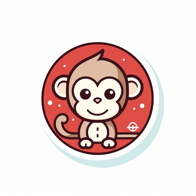 Photo a close up of a monkey with a red circle in the background generative ai