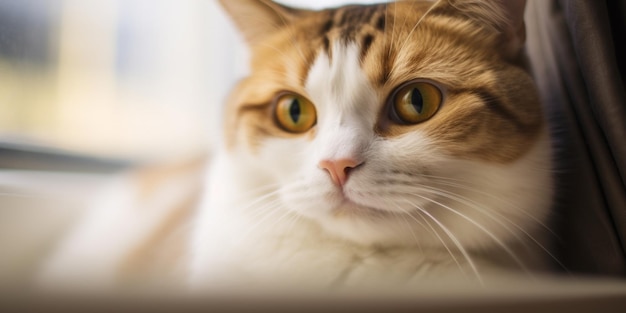 Close-up mooie kat in de woonkamer