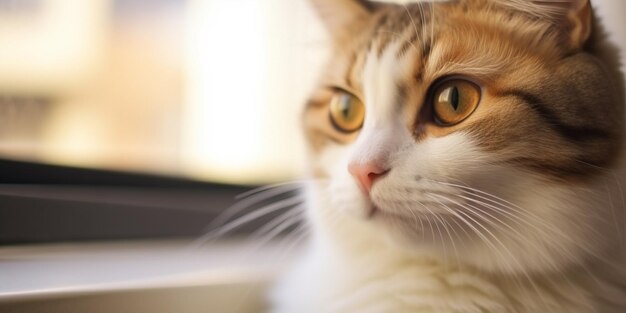Close-up mooie kat in de woonkamer