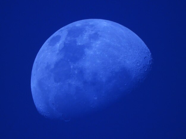 Close-up of moon against blue sky