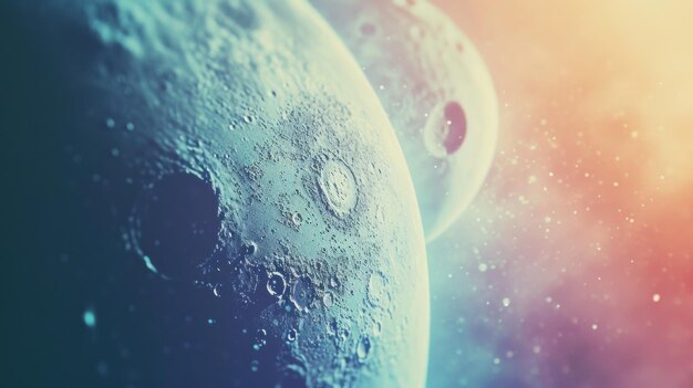 Photo a close up of the moon and a planet in space ai