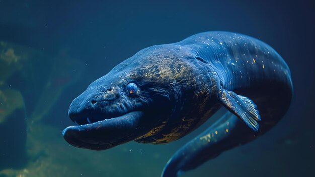 Photo a close up of a moray eel a type of fish that lives in warm waters it has a long slender body and a large mouth with sharp teeth