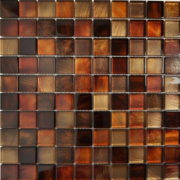 a close up of a mosaic tile wall with a brown and brown color generative ai