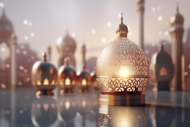 A close up of a mosque with a light on the top