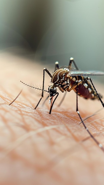 Close up of a mosquito on human skin highlighting a nuisance Vertical Mobile Wallpaper