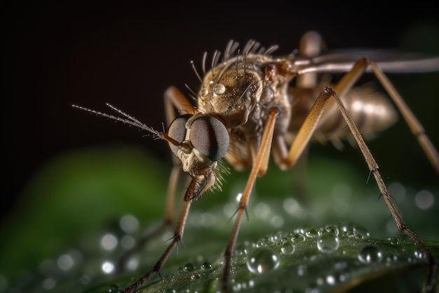 Photo a close up of a mosquito on a leaf