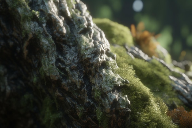 A close up of a moss covered tree trunk